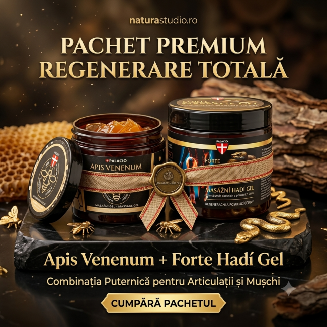 Pachet Hadi Gel Forte 600 ml si Apis Venenum 600 ml - gel masaj venin vipera si venin albine
