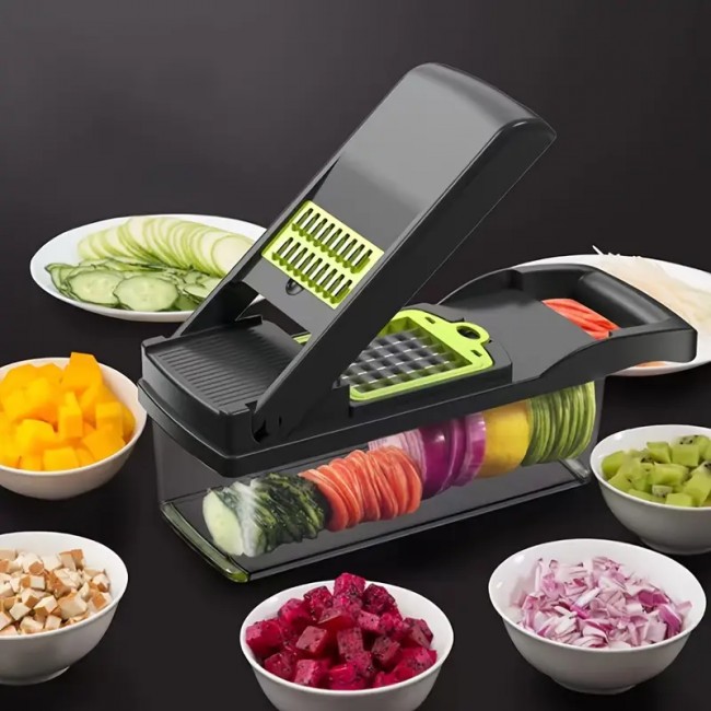 Răzătoare multifuncțională 22 piese legume și fructe – Verde, inox Răzătoare multifuncțională 22 piese legume și fructe – Verde, inox