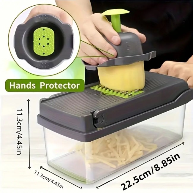 Răzătoare multifuncțională 22 piese legume și fructe – Verde, inox Răzătoare multifuncțională 22 piese legume și fructe – Verde, inox