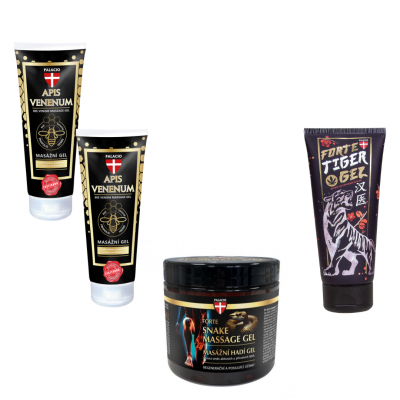 Pachetul „3 Aliați”  pentru articulații, mușchi și mobilitate (1× Hadi Gel Forte - puterea viperei, 2× Apis Venenum - puterea albinei, 1× Tiger Power Gel - puterea tigrului) Pachetul „3 Aliați”  pentru articulații, mușchi și mobilitate (1× Hadi Gel Forte - puterea viperei, 2× Apis Venenum - puterea albinei, 1× Tiger Power Gel - puterea tigrului)
