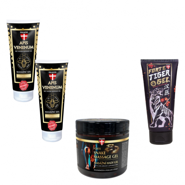Pachetul „3 Aliați”  pentru articulații, mușchi și mobilitate (1× Hadi Gel Forte - puterea viperei, 2× Apis Venenum - puterea albinei, 1× Tiger Power Gel - puterea tigrului)